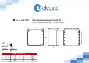 Preview: Aluminium-Gehäuse 160x160x90mm